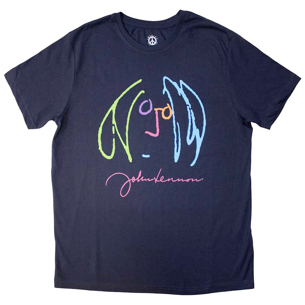 John Lennon - Self Portrait Full Colour Mens Tshirt - Blue